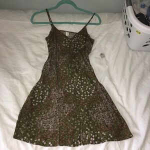 Green and pink flower sun dress